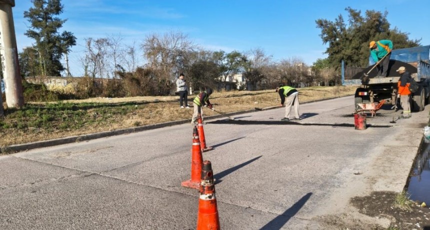 Efect&uacute;an trabajos de bacheo en calle Julio Gerez