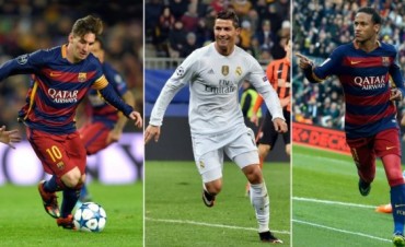 Lionel Messi, Cristiano Ronaldo y Neymar, candidatos al Bal&oacute;n de Oro